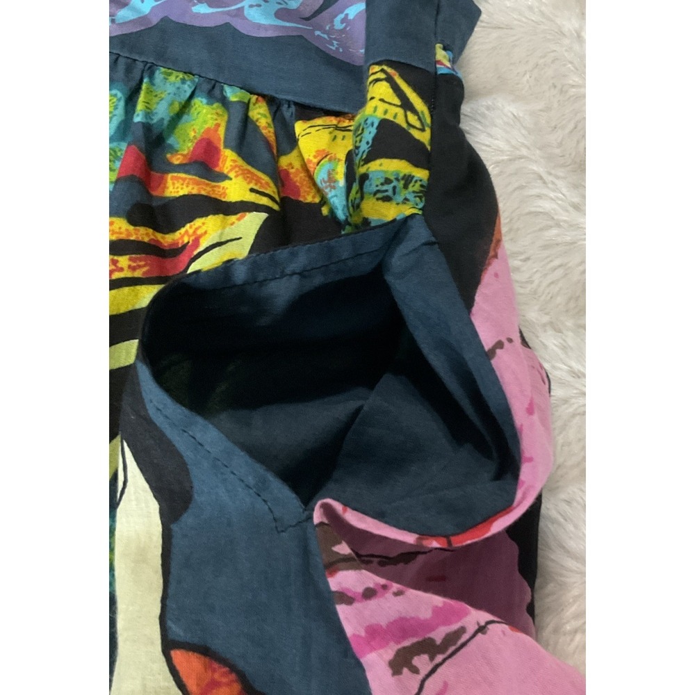 Desigual Women's Size M Japan Art Geisha Mini Dress / Tunic Tie Back Colorful - Picture 9 of 16